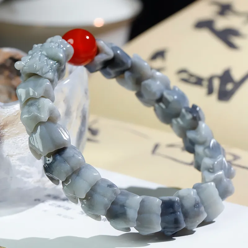 Jade Charm Yao Hetian Jade Bracelets Blue And White Unisex-4