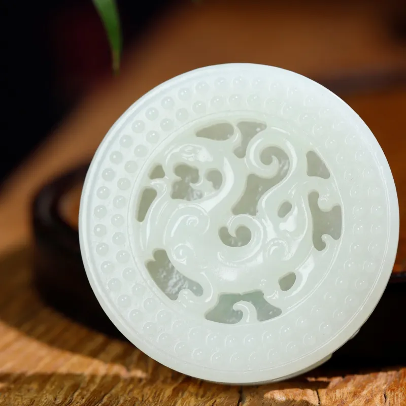 Jade Charm Yao Hetian Jade Jade Pendant White Jade/Pale Greenish White Jade Men's-3