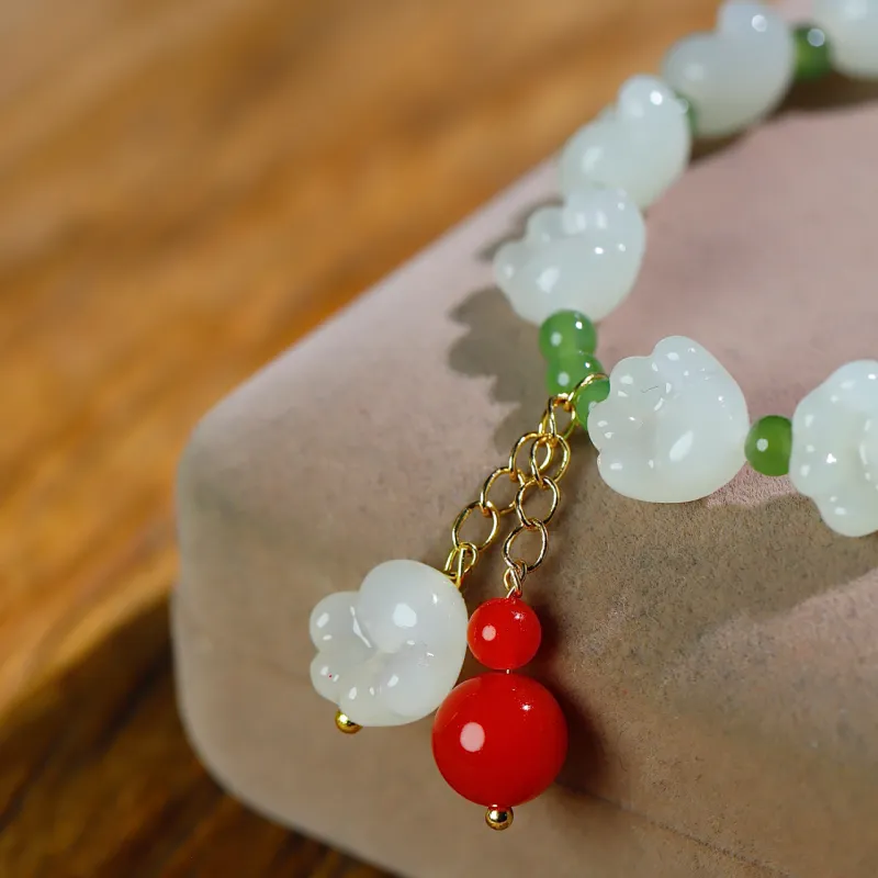 Jade Charm Yao Bracelets White Jade/Pale Greenish White Jade Unisex-2