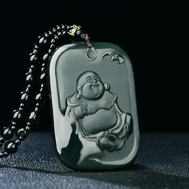 Jade Charm Yao Hetian Jade Necklaces Green Jade Unisex-6