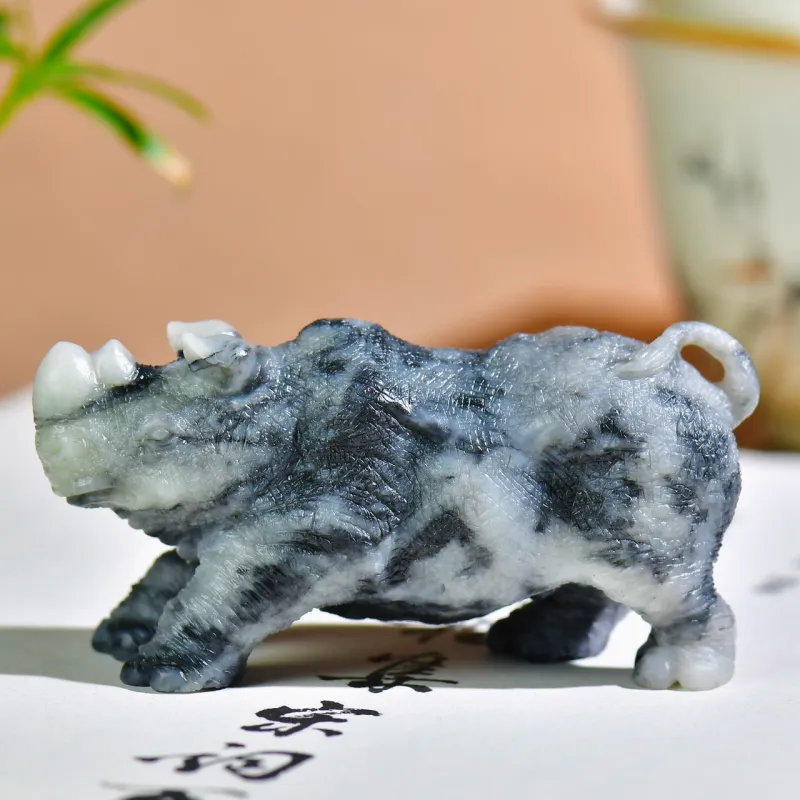 Jade Charm Yao Hetian Jade Ornament Blue And White Unisex-3