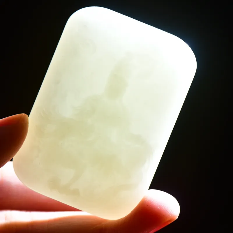 Jade Charm Yao Hetian Jade Pendants White Jade/Pale Greenish White Jade Men's-5