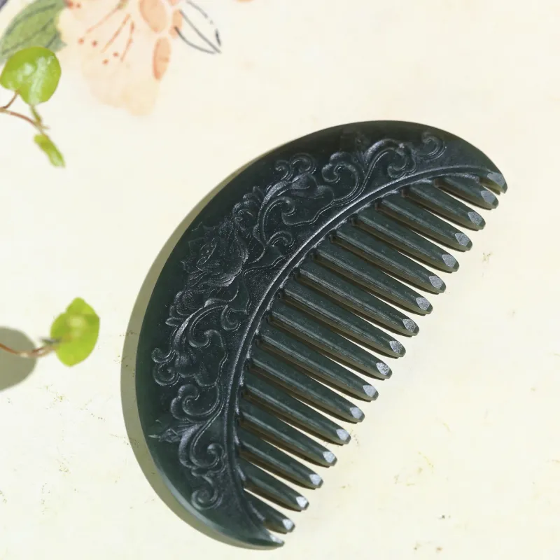 Jade Charm Yao Hetian Jade Comb Green Jade Unisex-4