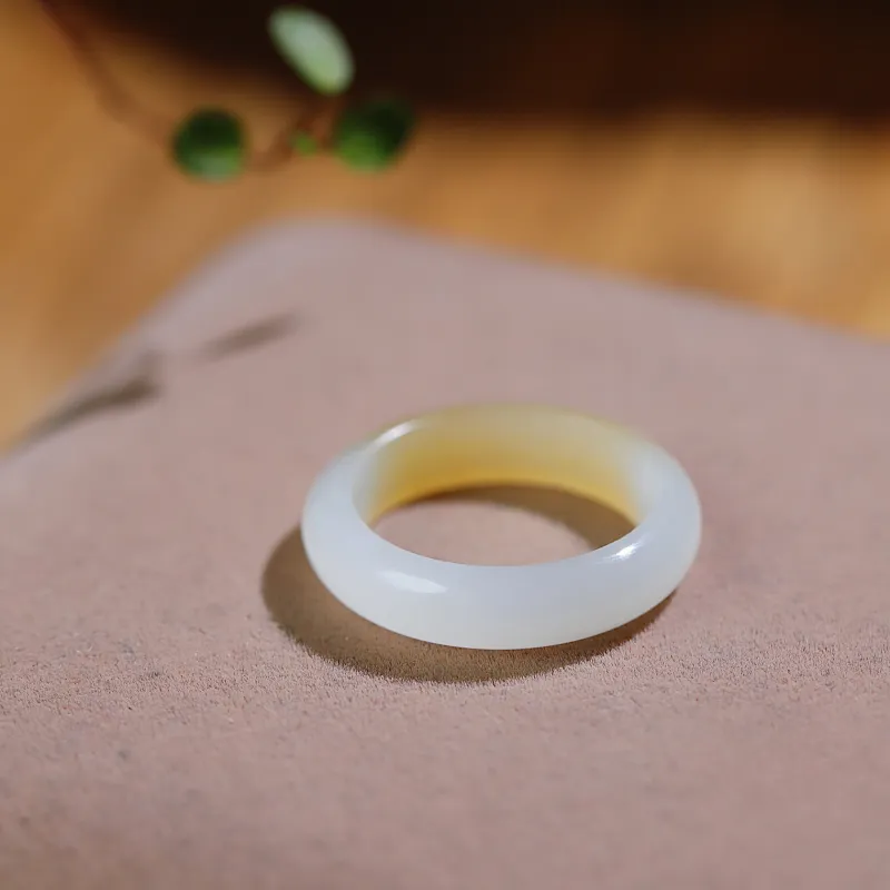 Jade Charm Yao Hetian Jade Rings White Jade/Pale Greenish White Jade Unisex-1