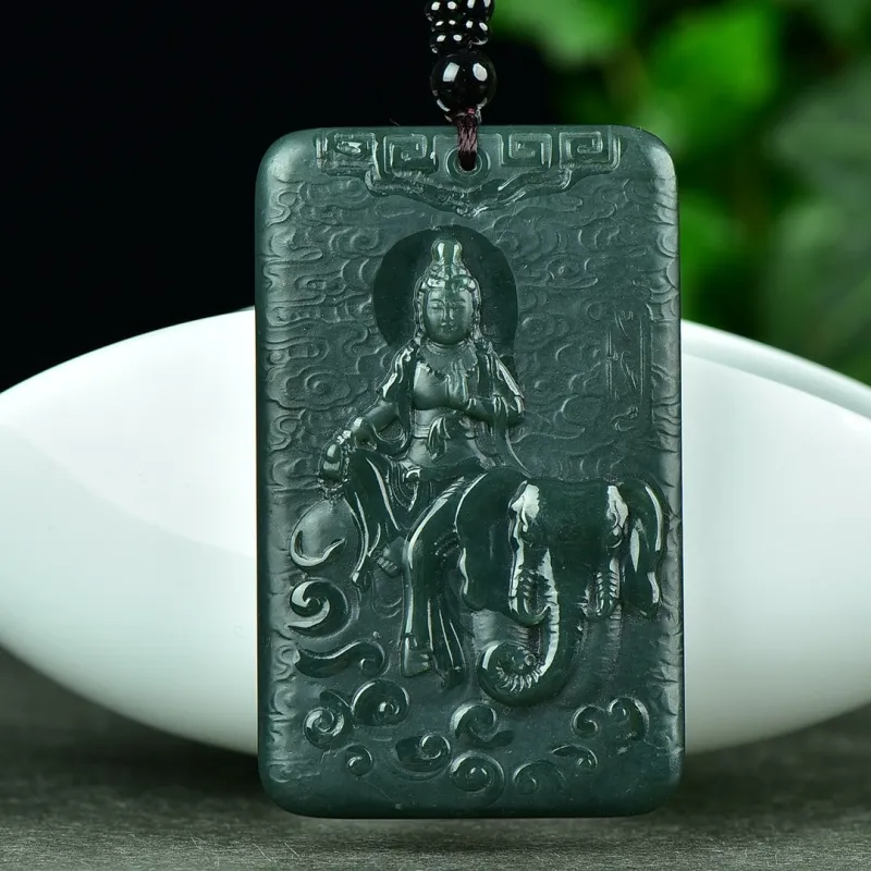 Jade Charm Yao Hetian Jade Necklaces Green Jade Men's-2
