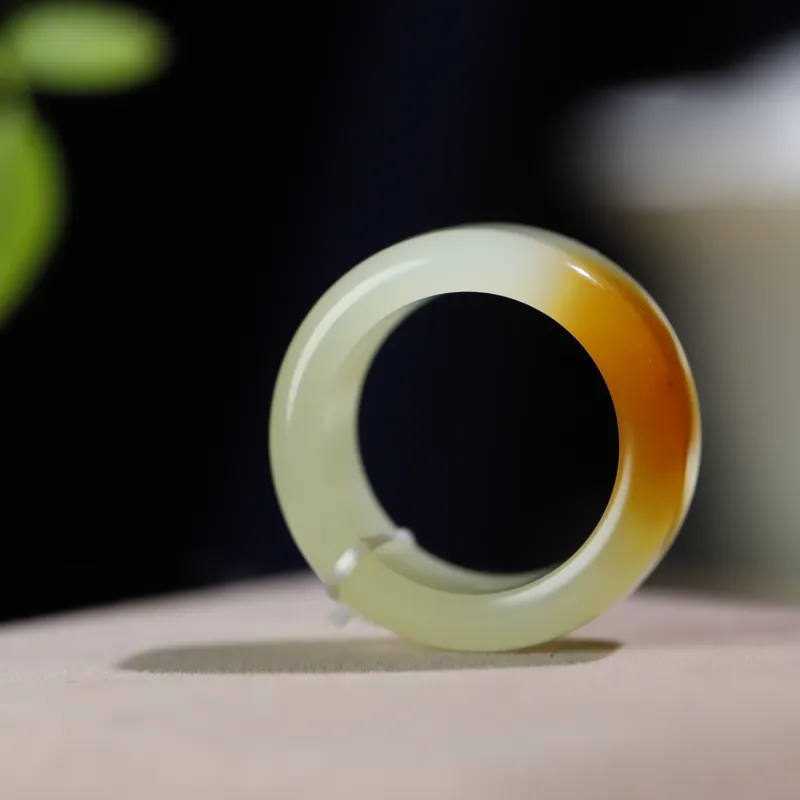 Jade Charm Yao Hetian Jade Rings White Jade/Pale Greenish White Jade Unisex-3