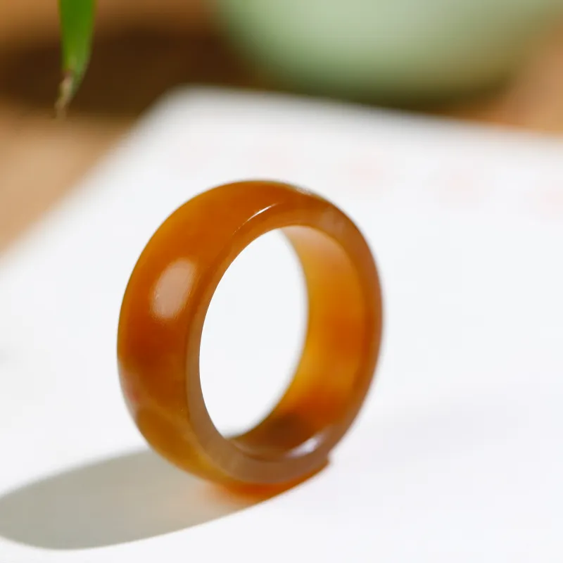 Jade Charm Yao Hetian Jade Rings Sugar Jade Unisex-3