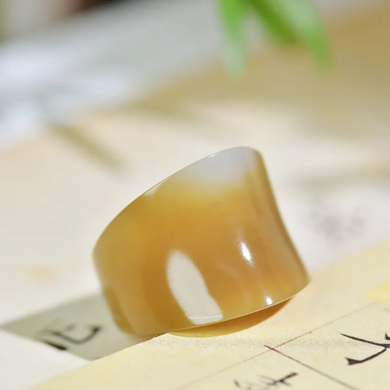 Jade Charm Yao Hetian Jade Rings Sugar Jade Unisex-2