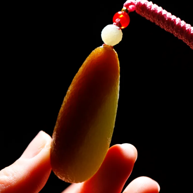 Jade Charm Yao Hetian Jade Necklaces Green Jade Unisex-5