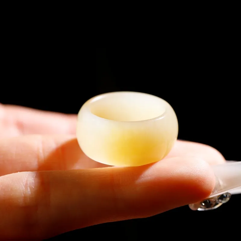 Jade Charm Yao Hetian Jade Rings Sugar Jade Unisex-3