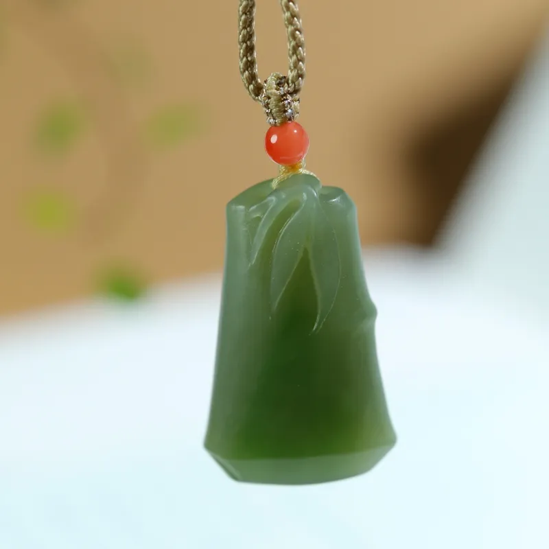 Jade Charm Yao Hetian Jade Necklaces Pale Greenish White Jade Unisex-1
