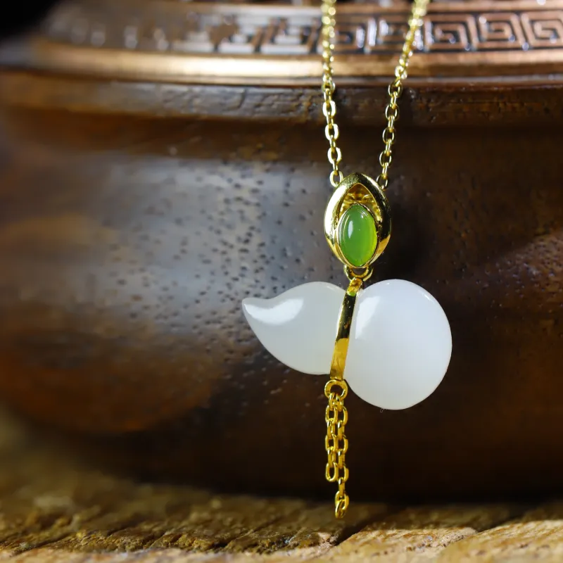 Jade Charm Yao Premium Quality Pendant White Jade/Pale Greenish White Jade Women's-1
