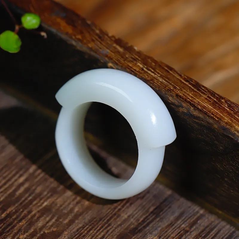 Jade Charm Yao Hetian Jade Rings White Jade/Pale Greenish White Jade Unisex-2
