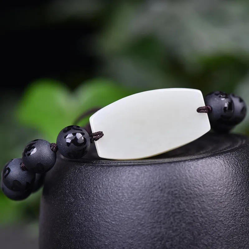 Jade Charm Yao Hetian Jade Bracelets White Jade/Pale Greenish White Jade Unisex-6