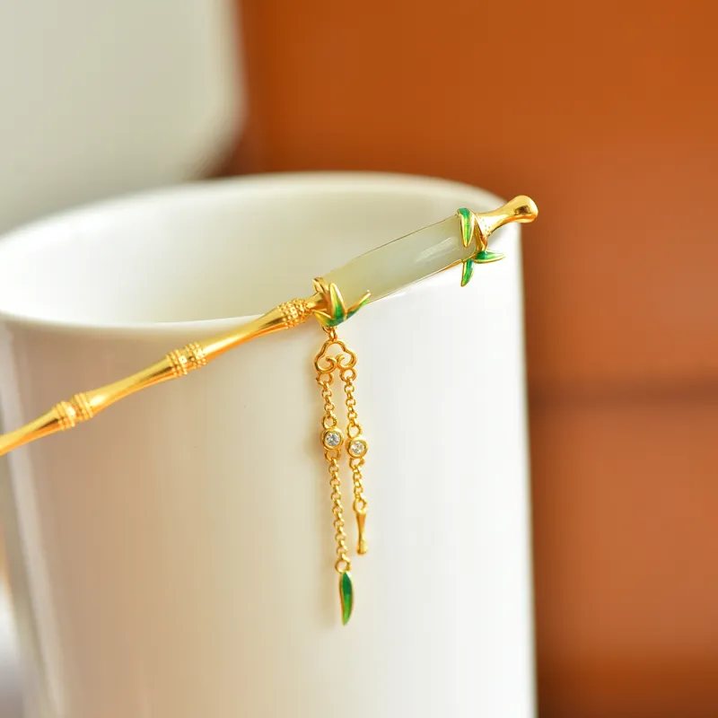 Jade Charm Yao Hetian Jade Hairpin White Jade/Pale Greenish White Jade Women's-1