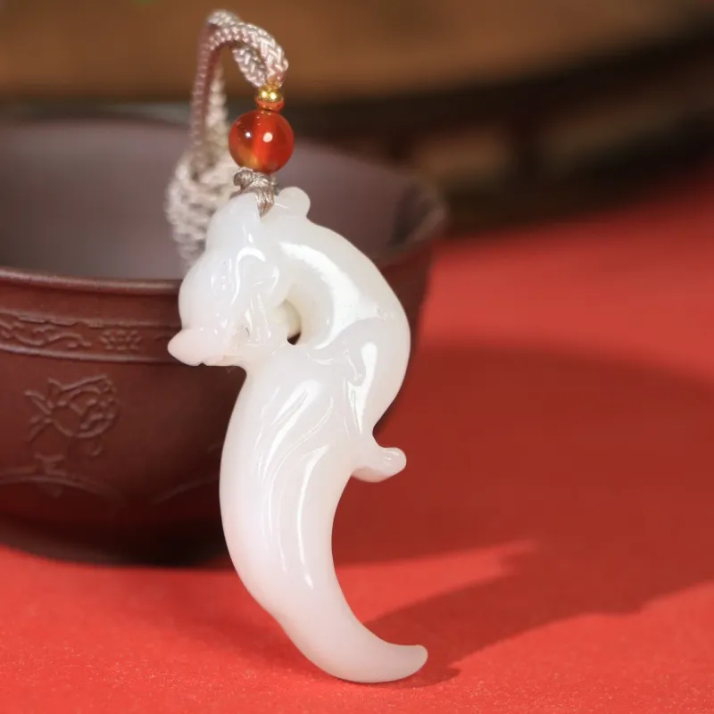 Jade Charm Yao Hetian Jade Necklaces White Jade/Pale Greenish White Jade Unisex-4