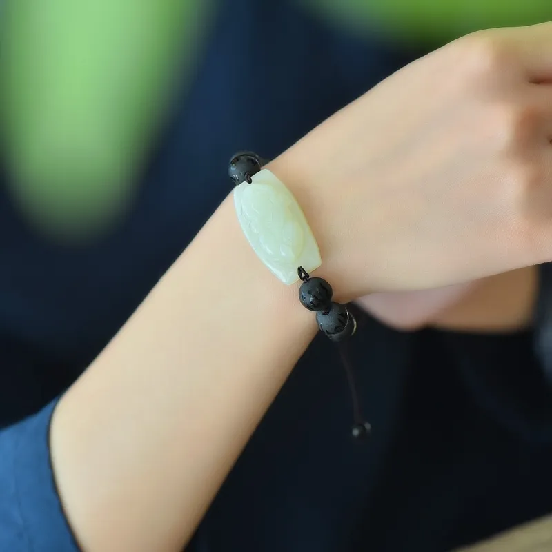 Jade Charm Yao Hetian Jade Bracelets White Jade/Pale Greenish White Jade Unisex-1