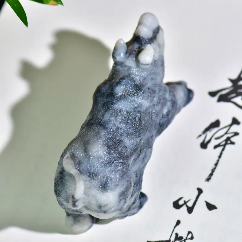 Jade Charm Yao Hetian Jade Ornament Blue And White Unisex-4