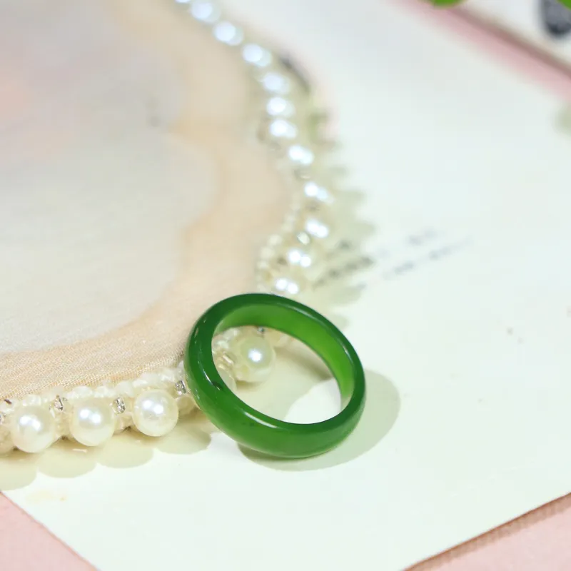 Jade Charm Yao Hetian Jade Rings Jasper Unisex-5