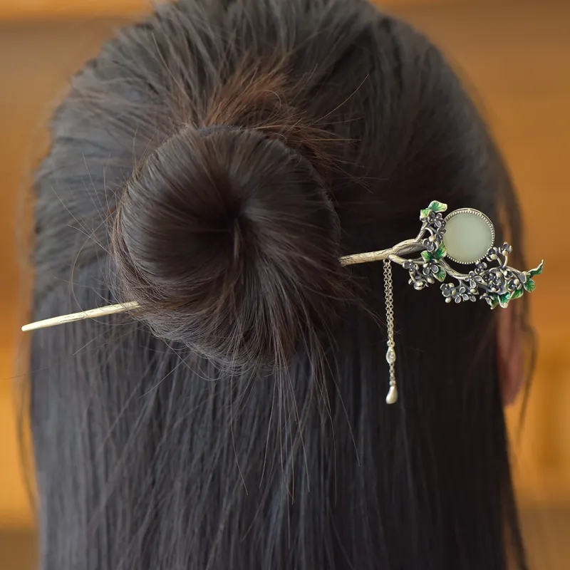 Jade Charm Yao Hairpins White Jade/Pale Greenish White Jade Women's-1