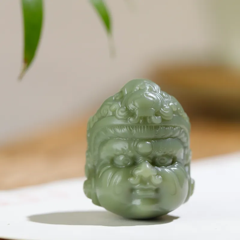 Jade Charm Yao Hetian Jade Pendants Green Jade Unisex-6