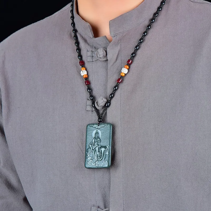 Jade Charm Yao Hetian Jade Necklaces Green Jade Men's-1