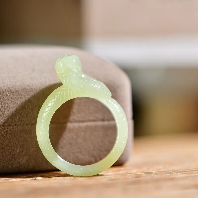 Jade Charm Yao Hetian Jade Rings White Jade/Pale Greenish White Jade Unisex-2