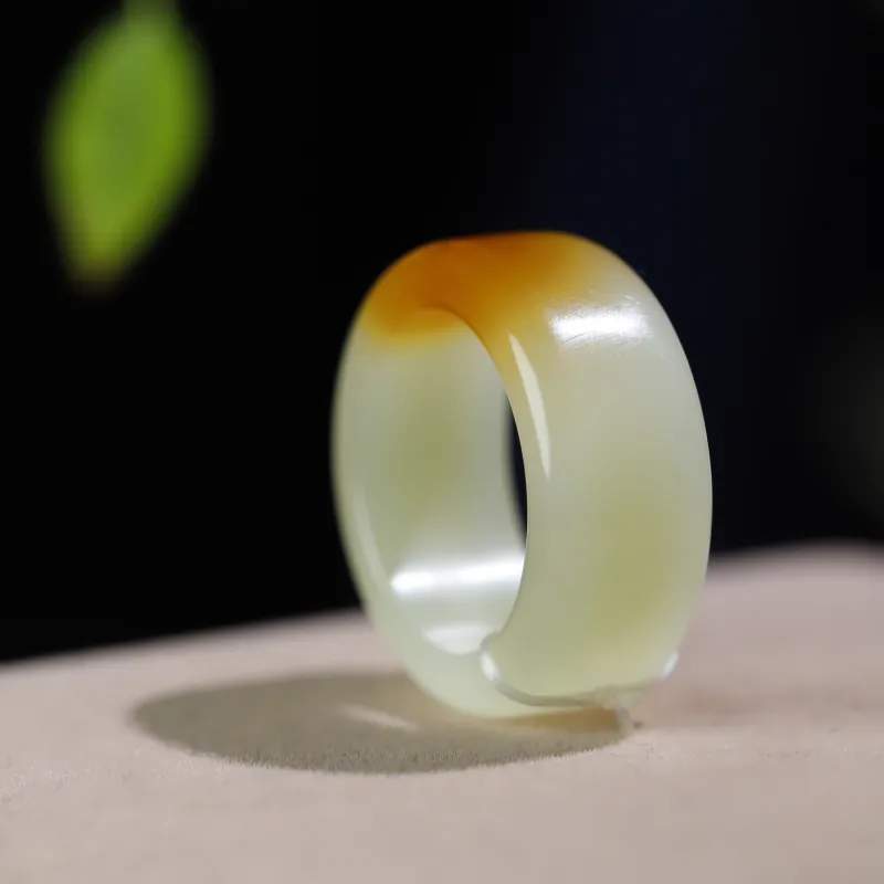 Jade Charm Yao Hetian Jade Rings White Jade/Pale Greenish White Jade Unisex-5