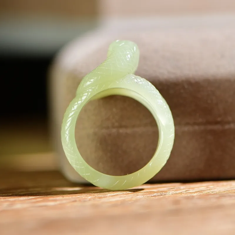 Jade Charm Yao Hetian Jade Rings White Jade/Pale Greenish White Jade Unisex-3