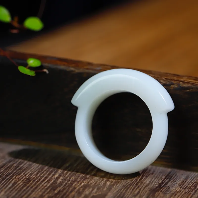 Jade Charm Yao Hetian Jade Rings White Jade/Pale Greenish White Jade Unisex-1
