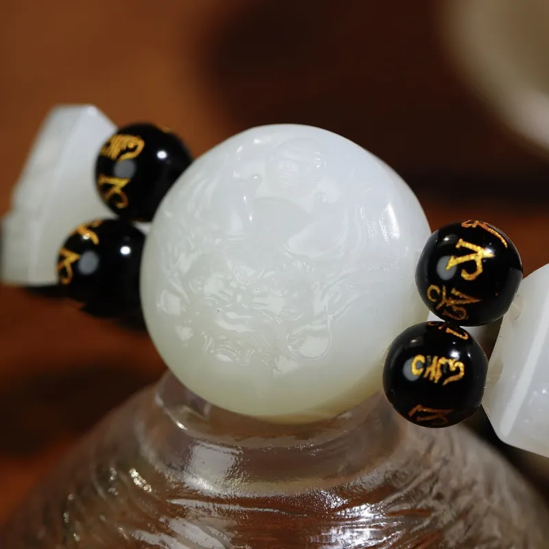 Jade Charm Yao Hetian Jade Bracelets White Jade/Pale Greenish White Jade Unisex-1