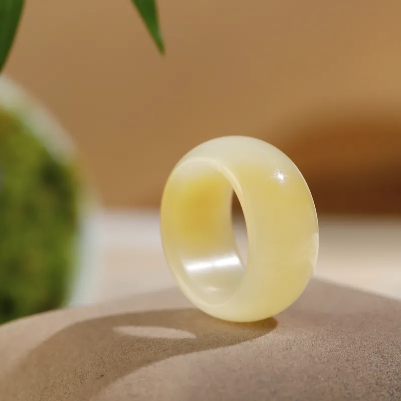 Jade Charm Yao Hetian Jade Rings Sugar Jade Unisex-1