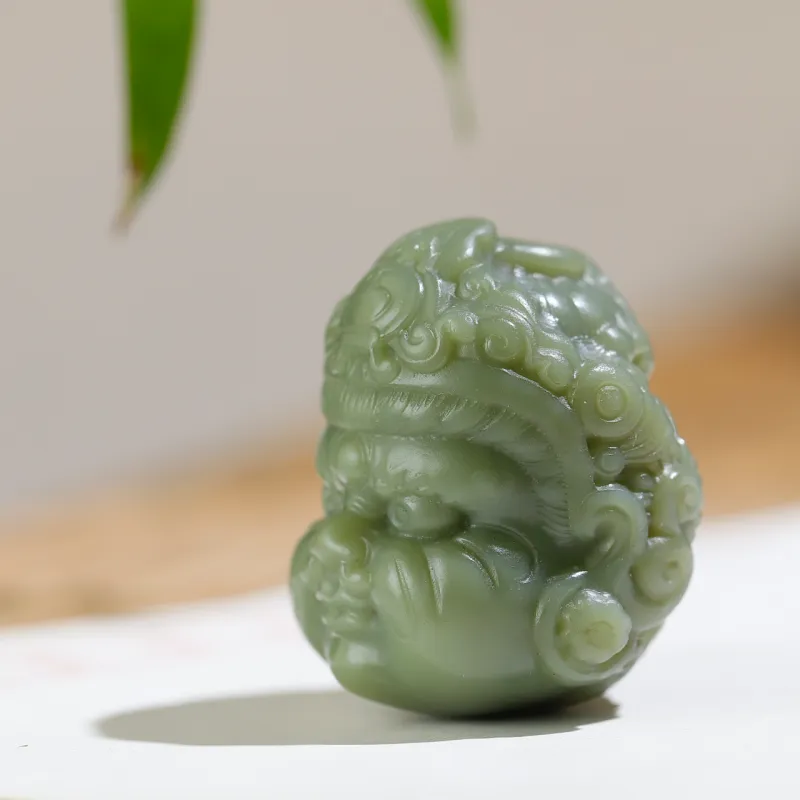 Jade Charm Yao Hetian Jade Pendants Green Jade Unisex-4