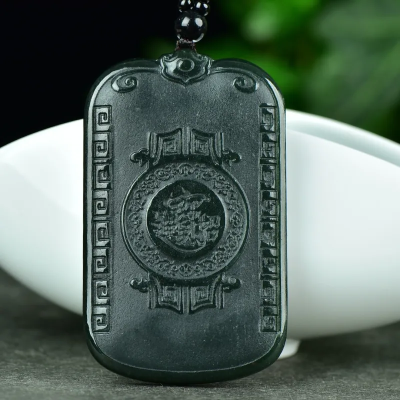 Jade Charm Yao Hetian Jade Necklaces Green Jade Men's-5