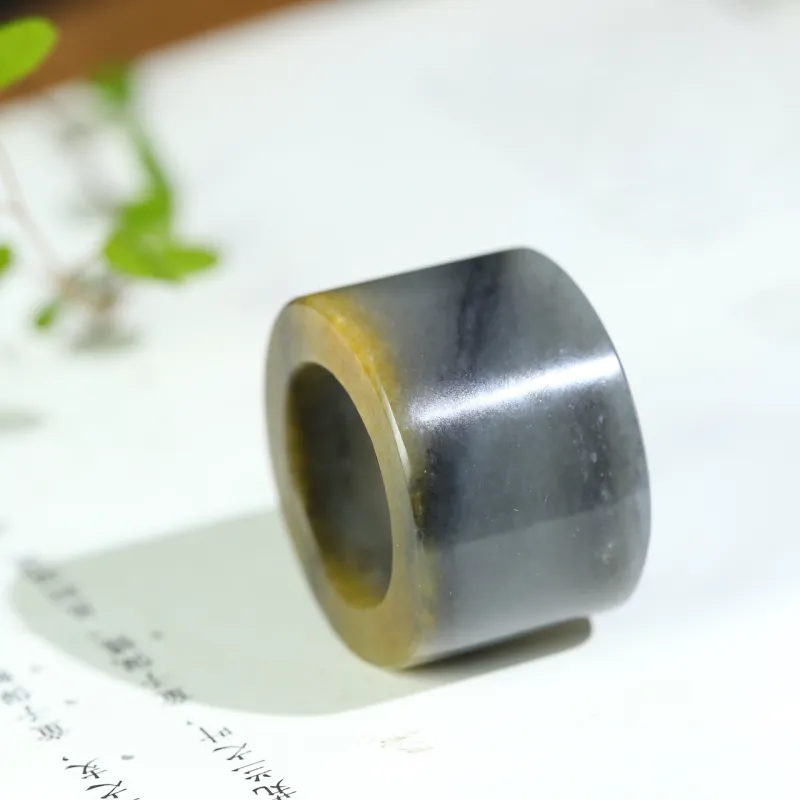 Jade Charm Yao Hetian Jade Rings Blue And White Men's-3