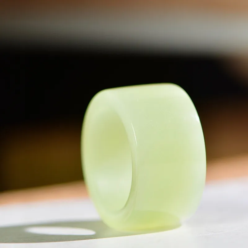 Jade Charm Yao Hetian Jade Rings Pale Greenish White Jade Unisex-3