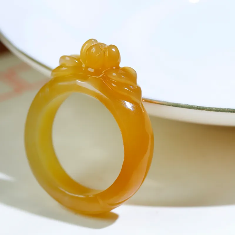 Jade Charm Yao Hetian Jade Rings Sugar Jade Unisex-2