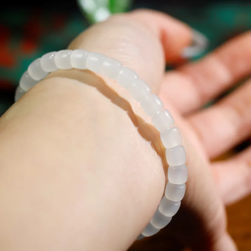 Jade Charm Yao Hetian Jade Bracelets White Jade/Pale Greenish White Jade Unisex-1