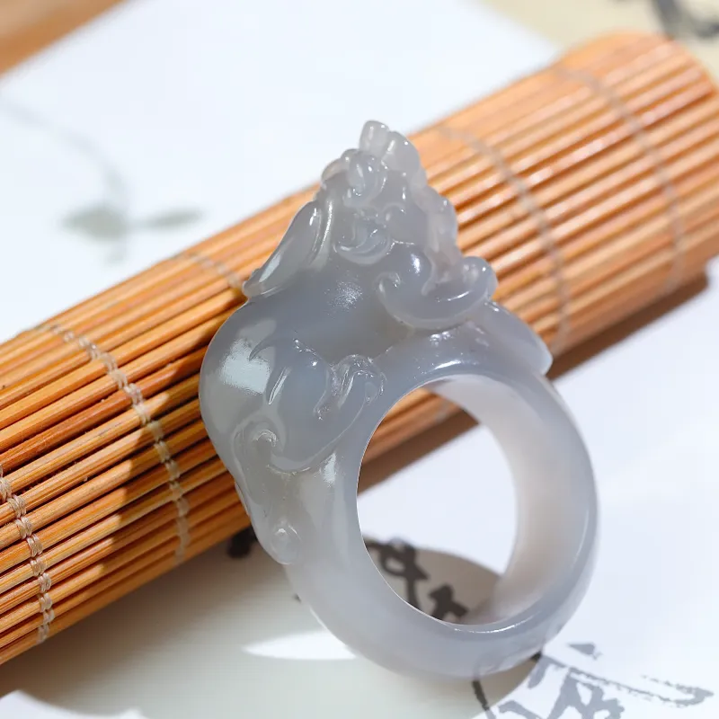 Jade Charm Yao Hetian Jade Rings Smoky Purple Unisex-2