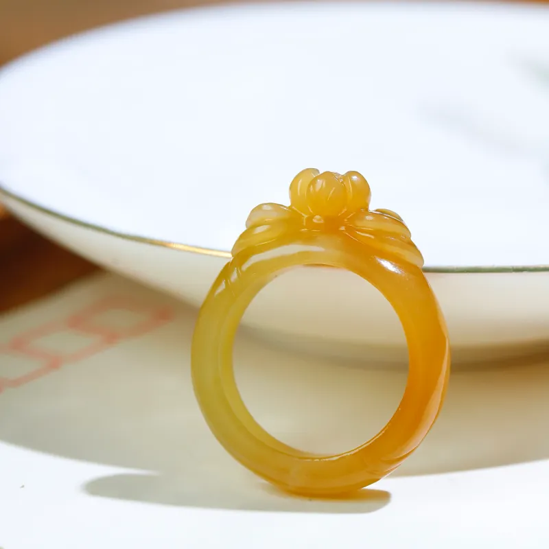 Jade Charm Yao Hetian Jade Rings Sugar Jade Unisex-1