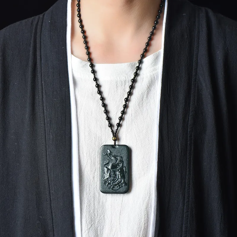 Jade Charm Yao Hetian Jade Necklaces Green Jade Men's-3