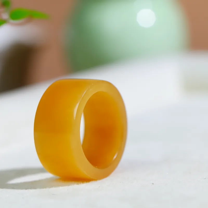 Jade Charm Yao Hetian Jade Rings Sugar Jade Unisex-2