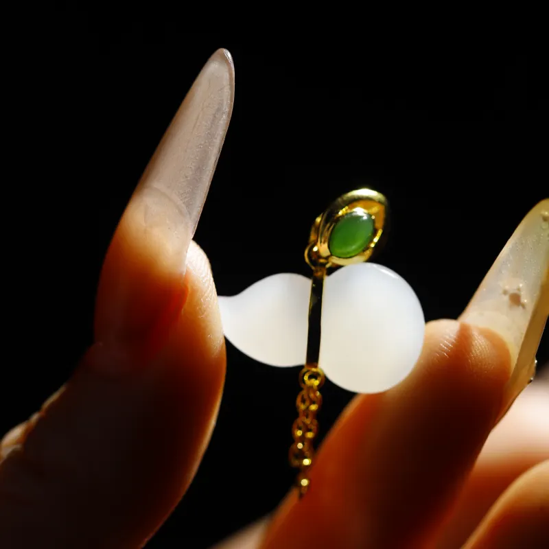 Jade Charm Yao Premium Quality Pendant White Jade/Pale Greenish White Jade Women's-3