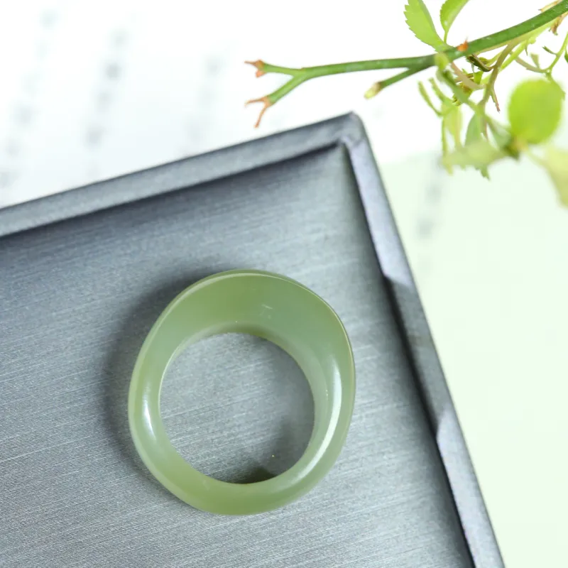 Jade Charm Yao Hetian Jade Premium Ring Pale Greenish White Jade Unisex-6