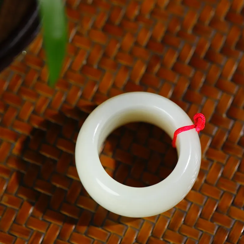 Jade Charm Yao Hetian Jade Rings White Jade/Pale Greenish White Jade Unisex-6