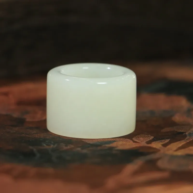 Jade Charm Yao Hetian Jade Rings White Jade/Pale Greenish White Jade Unisex-5
