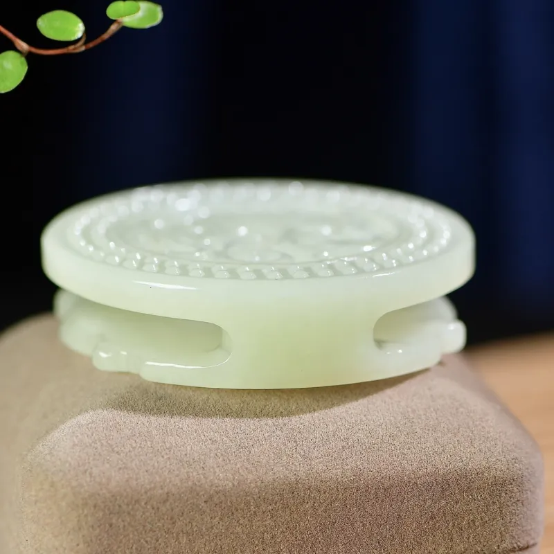 Jade Charm Yao Hetian Jade Buckle White Jade/Pale Greenish White Jade Men's-4