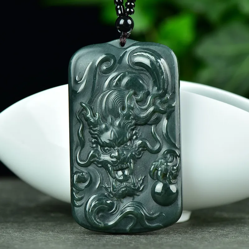 Jade Charm Yao Hetian Jade Necklaces Green Jade Unisex-2