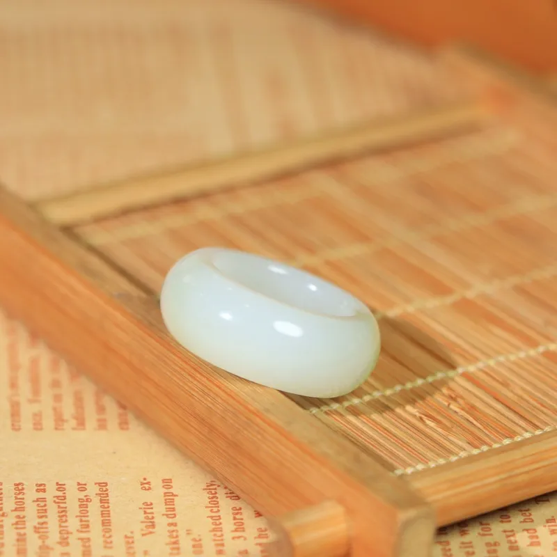 Jade Charm Yao Hetian Jade Rings White Jade/Pale Greenish White Jade Unisex-4
