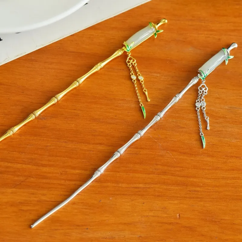 Jade Charm Yao Hetian Jade Hairpin White Jade/Pale Greenish White Jade Women's-7